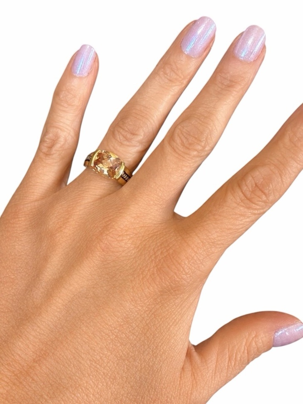 Retired Premier Designs Elite Citrine Gold Plated Cocktail Ring